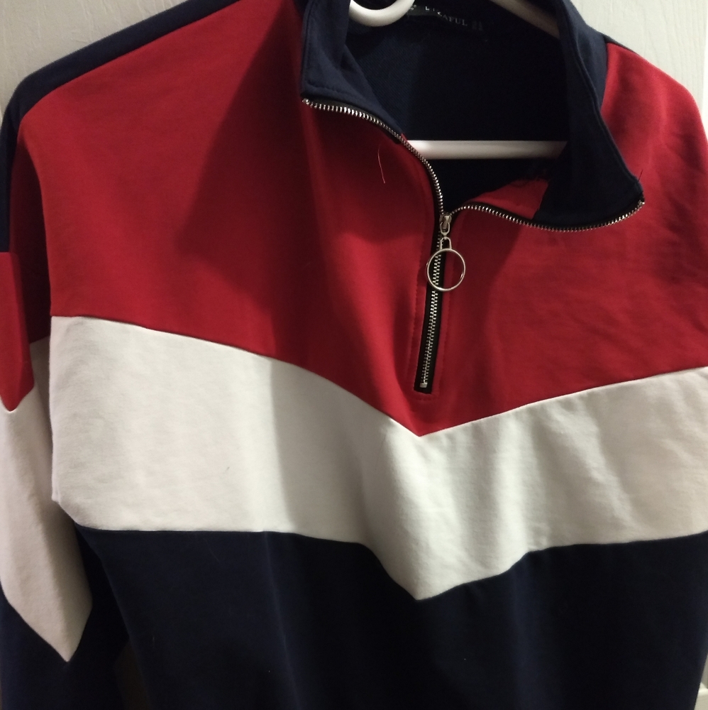 Red white blue pullover jacket, lightweight breezy